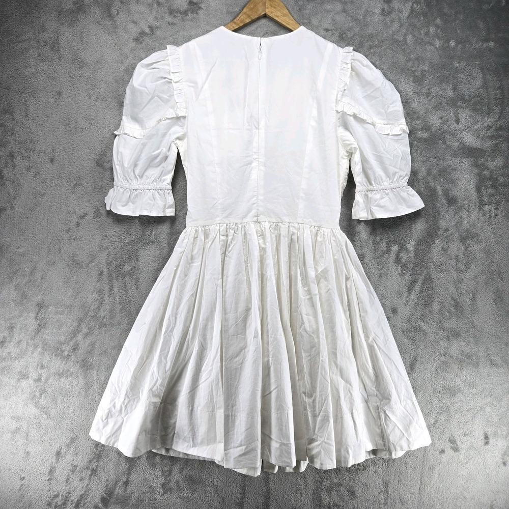 Sofie the Label Shimmer White Bow Dress Puff Sleeve Size Small In Ivory NWT - Picture 2 of 9